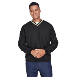 UltraClub - Adult Long-Sleeve Microfiber Crossover V-Neck Wind Shirt